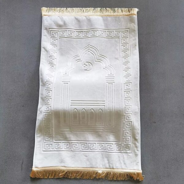 Alfombra de rezo con almohada - Blanca Alfombra ergonómica con almohada desmontable, componentes separados sobre fondo blanco