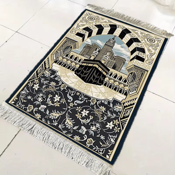 Alfombra de rezo islamica - Meca (2) Alfombra de Rezo La Meca — Sajjada Artística con Diseño Decorativo de la Kaaba