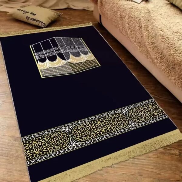 Alfombra de rezo islamica - Meca (6) Alfombra de Rezo La Meca — Sajjada Artística con Diseño Decorativo de la Kaaba