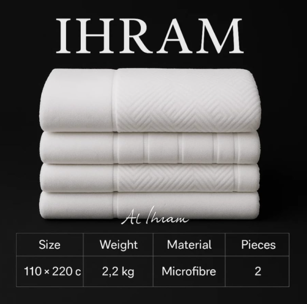 Ihram-Ehram-Ahram para hombres tallas Conjunto de Ihram infantil de algodón puro, cómodo y transpirable