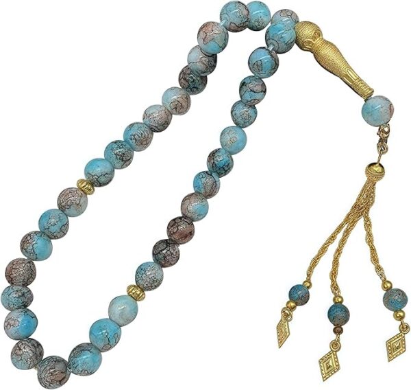 Tasbih - Tasbeeh - rosario musulman AZUL-MARRON Pack de 6 Tasbihs Elegantes de Colores - Rosarios Musulmanes para Oración Diaria