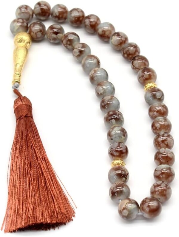 Tasbih - Tasbeeh - rosario musulman MARRON-BLANCO Pack de 6 Tasbihs Elegantes de Colores - Rosarios Musulmanes para Oración Diaria