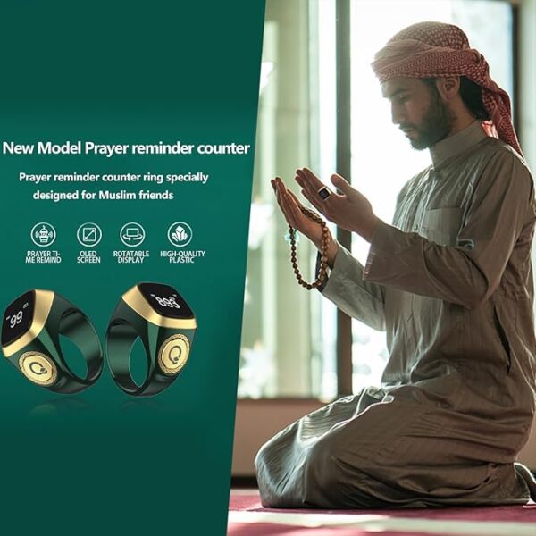 Tasbih Electrónico Smart (Anillo) - Contador Digital de Dhikr con Alertas de Oración